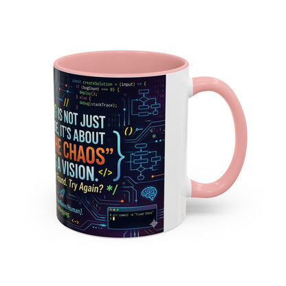Programming Quote Accent Coffee Mug — "Debugging the Chaos" Tech Humor 11/15oz