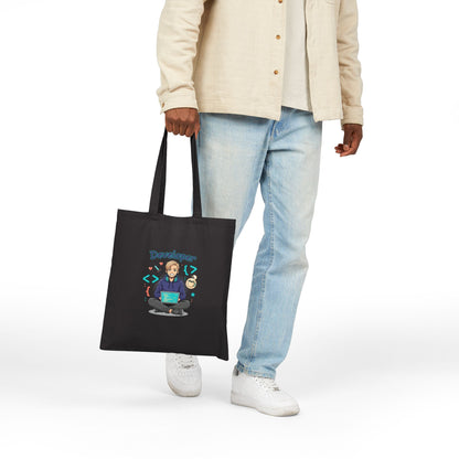 Developer Laptop Cotton Canvas Tote Bag — Cute Programmer Gift