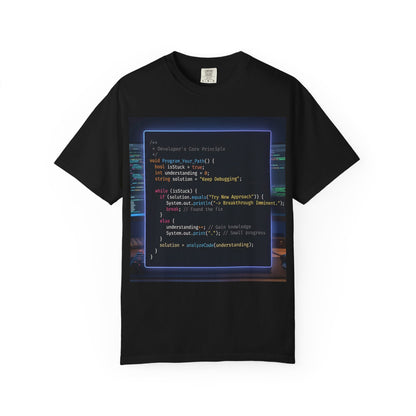 Programmer Code Window T-Shirt — Retro Neon Coding Graphic Tee