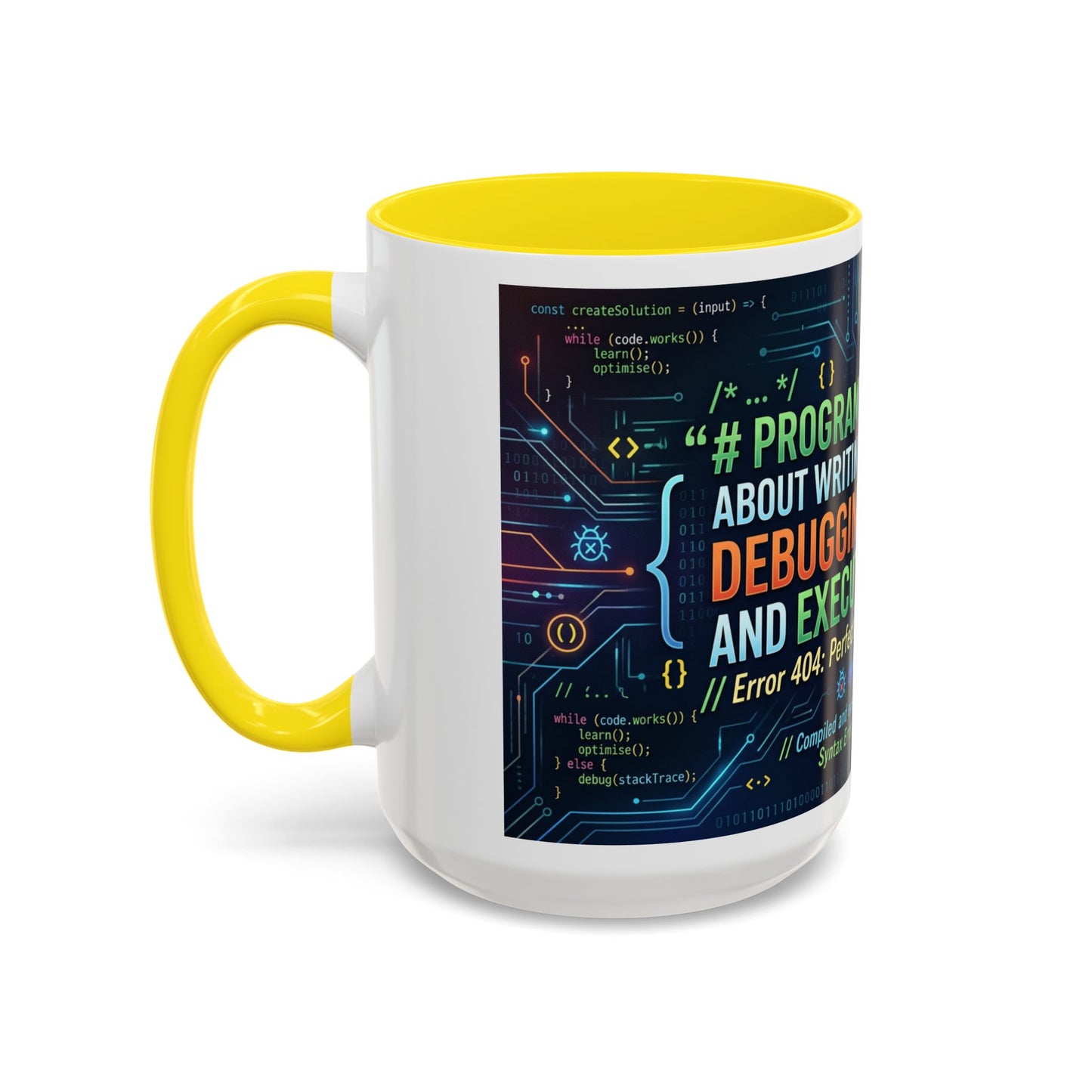 Programming Quote Accent Coffee Mug — "Debugging the Chaos" Tech Humor 11/15oz