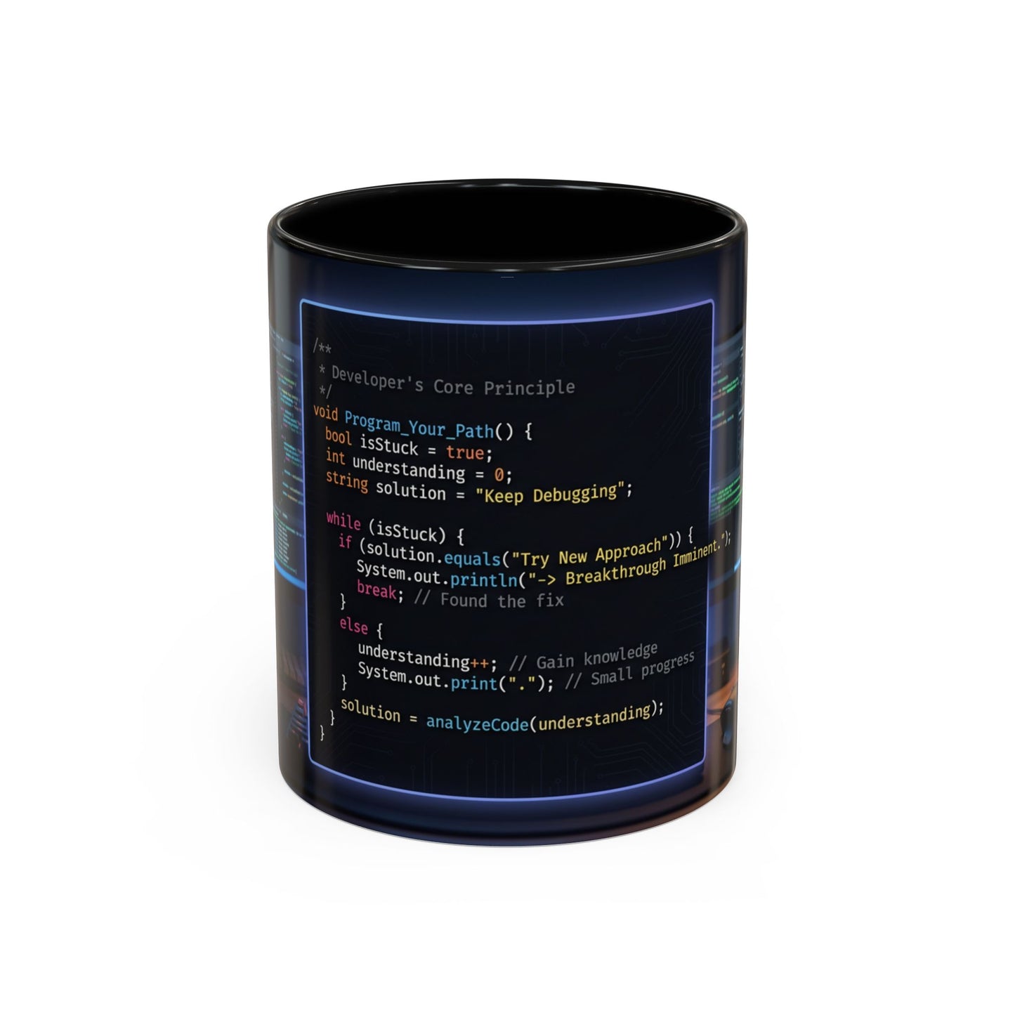 Coder Desk Coffee Mug — Programmer Code Snippet Accent Mug (11/15oz)