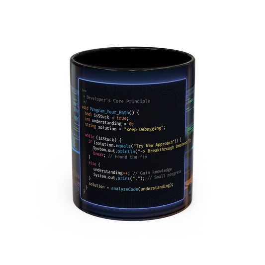 Coder Desk Coffee Mug — Programmer Code Snippet Accent Mug (11/15oz)