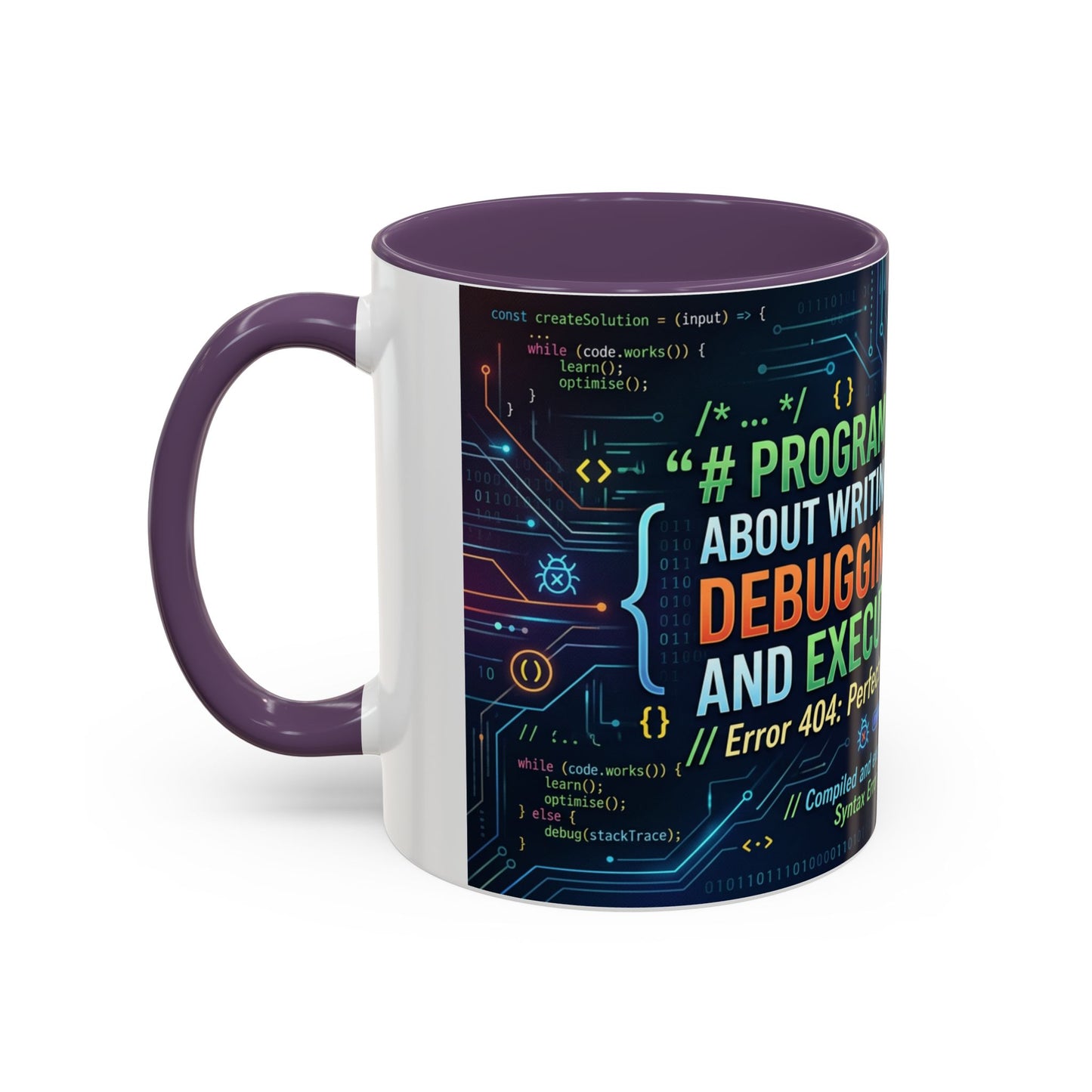 Programming Quote Accent Coffee Mug — "Debugging the Chaos" Tech Humor 11/15oz