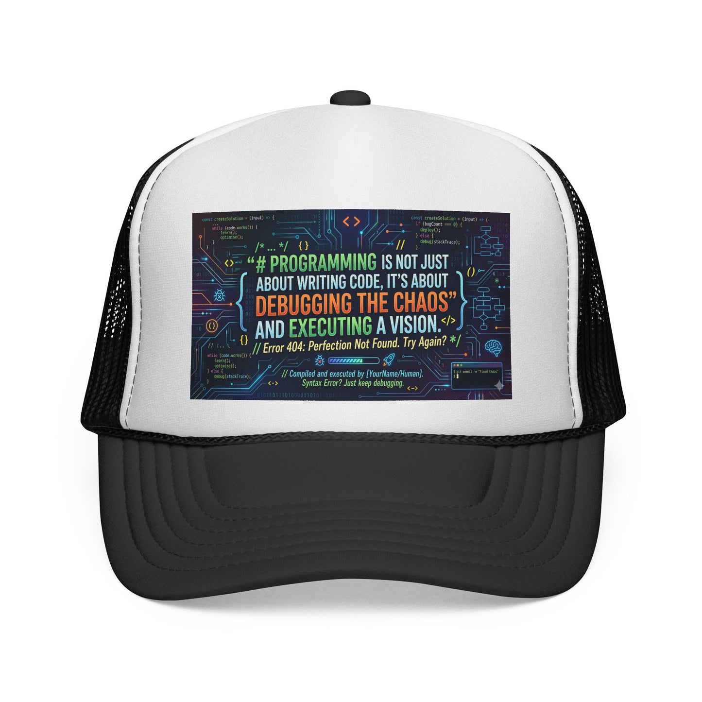Programming Trucker Cap — "Debugging the Chaos" Coder Hat
