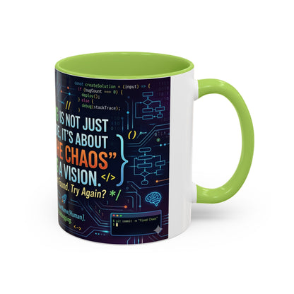 Programming Quote Accent Coffee Mug — "Debugging the Chaos" Tech Humor 11/15oz