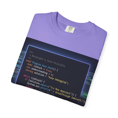 Programmer Code Window T-Shirt — Retro Neon Coding Graphic Tee