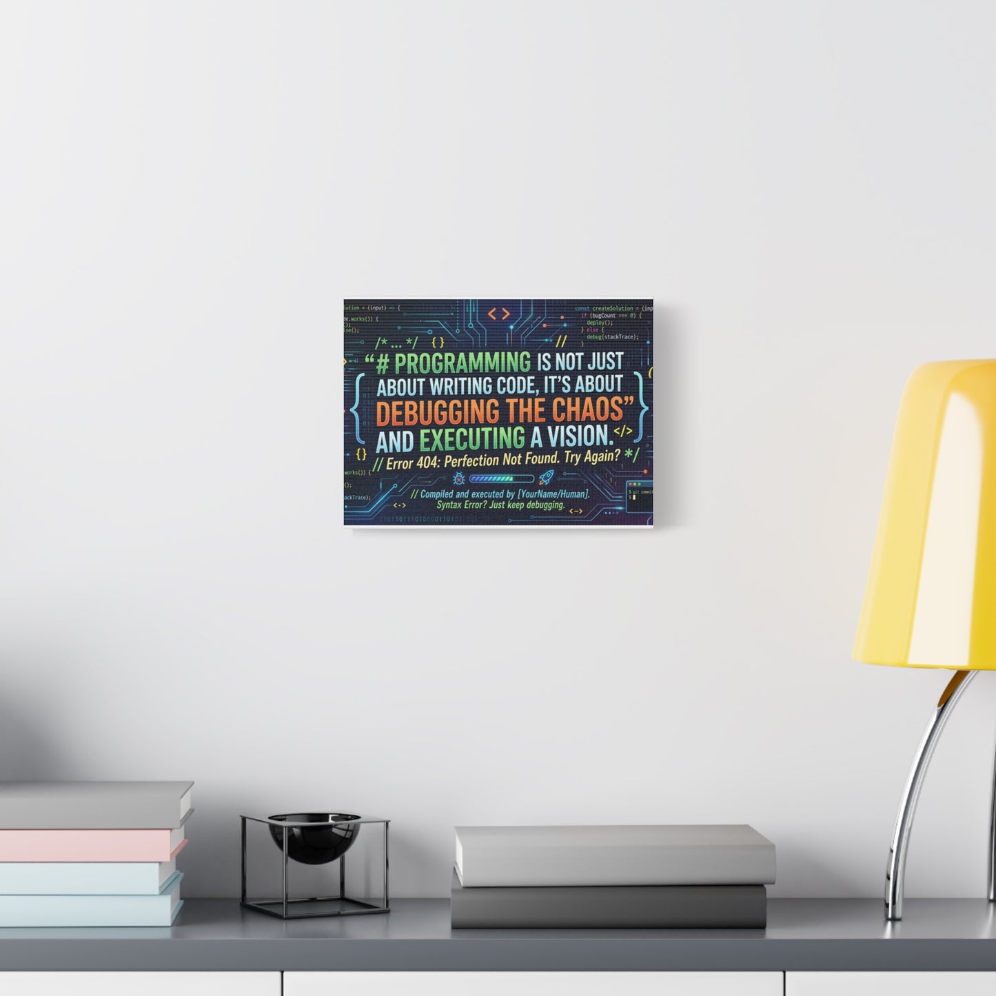 Programming Quote Matte Canvas Wall Art — "Debugging the Chaos" Motivational Tech Print