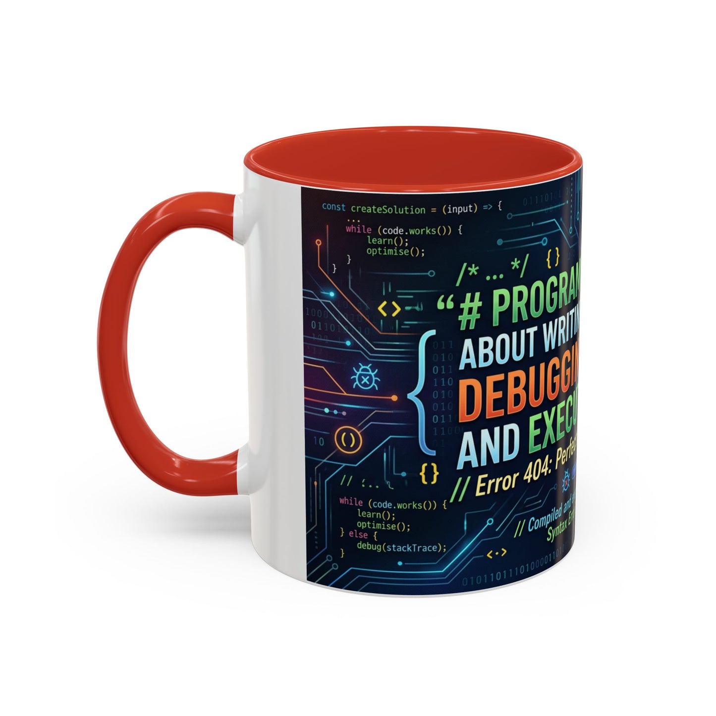 Programming Quote Accent Coffee Mug — "Debugging the Chaos" Tech Humor 11/15oz