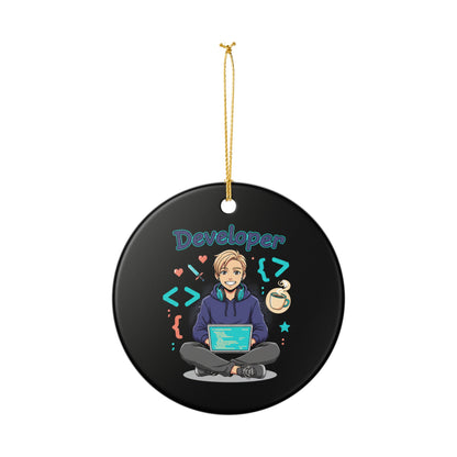 Developer Ceramic Ornament — Cute Coder Holiday Decoration