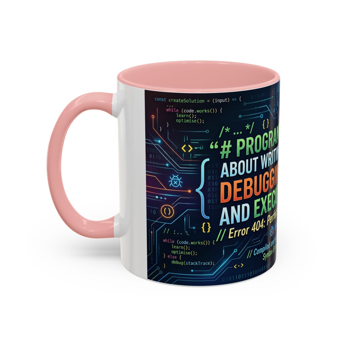 Programming Quote Accent Coffee Mug — "Debugging the Chaos" Tech Humor 11/15oz