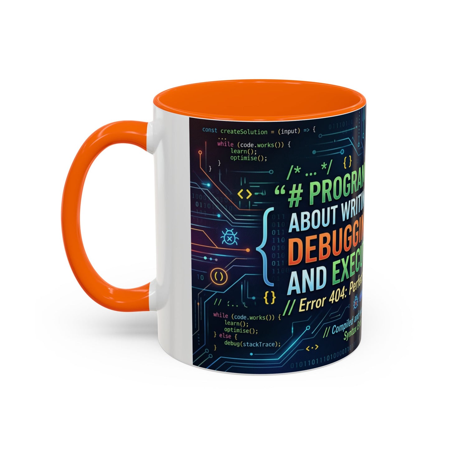 Programming Quote Accent Coffee Mug — "Debugging the Chaos" Tech Humor 11/15oz