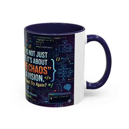 Programming Quote Accent Coffee Mug — "Debugging the Chaos" Tech Humor 11/15oz