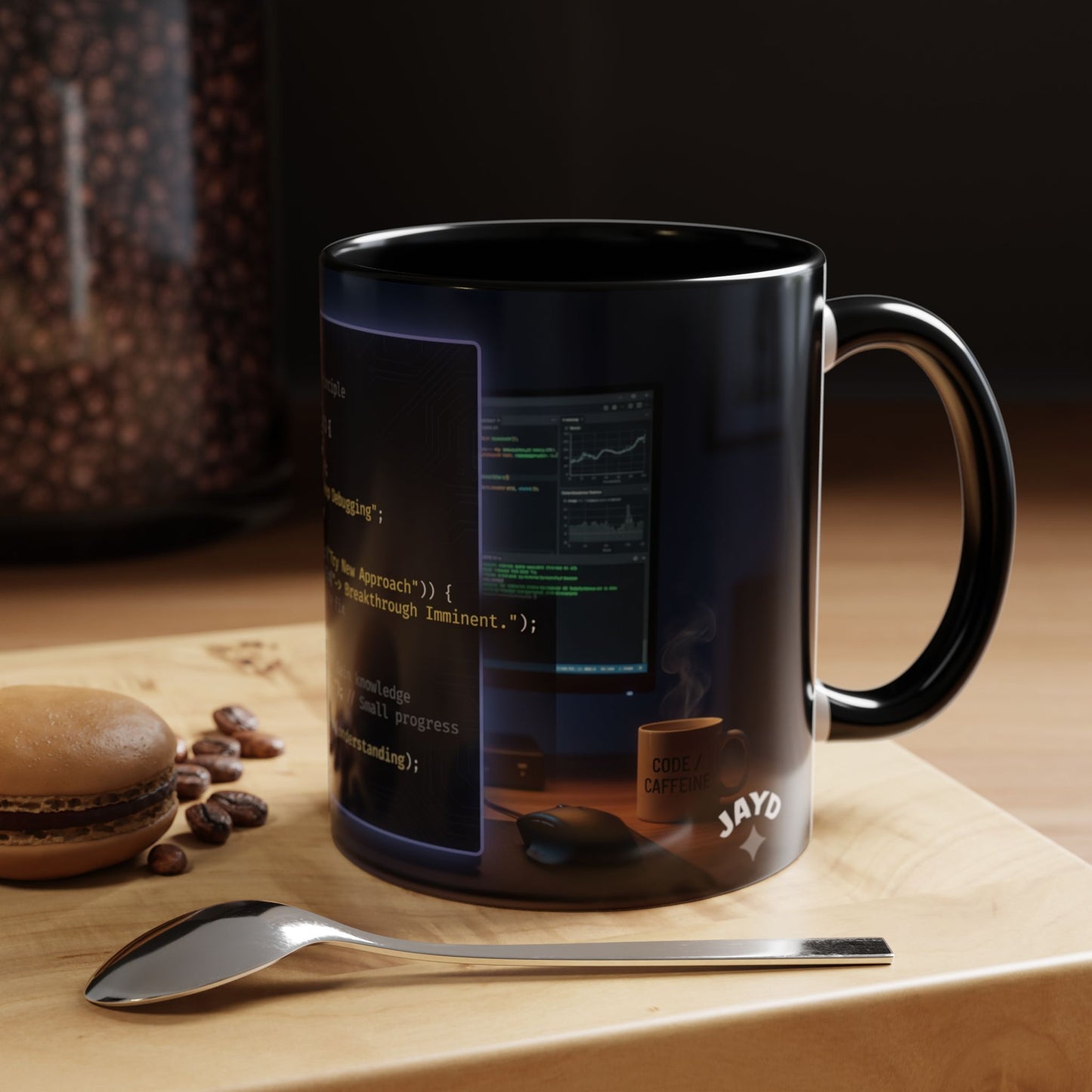 Coder Desk Coffee Mug — Programmer Code Snippet Accent Mug (11/15oz)