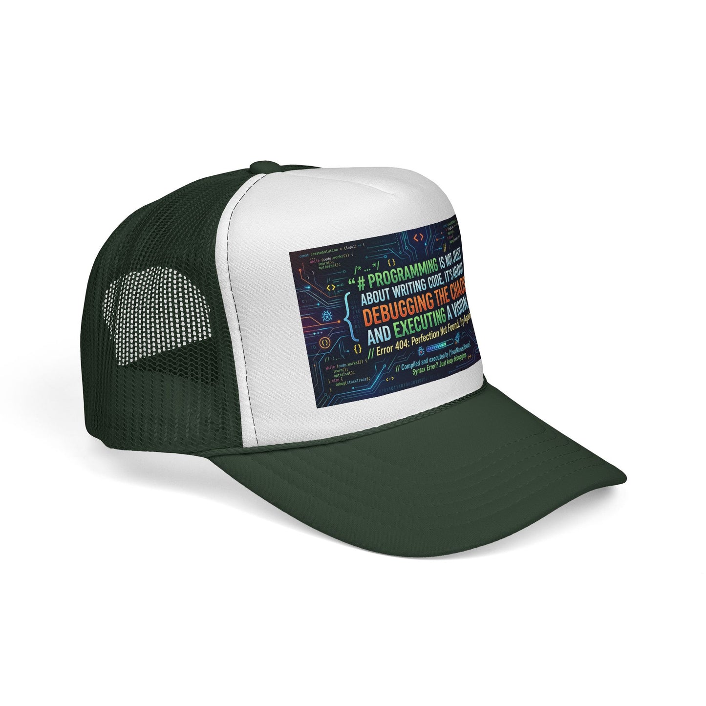 Programming Trucker Cap — "Debugging the Chaos" Coder Hat