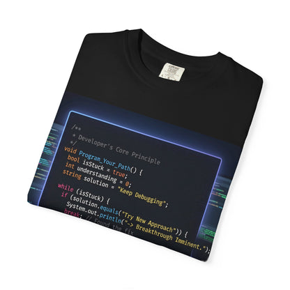 Programmer Code Window T-Shirt — Retro Neon Coding Graphic Tee