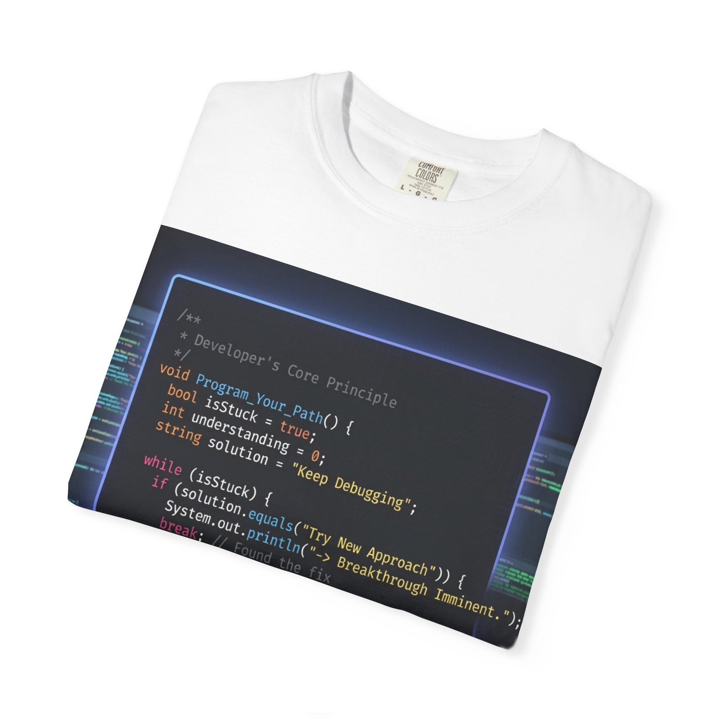 Programmer Code Window T-Shirt — Retro Neon Coding Graphic Tee