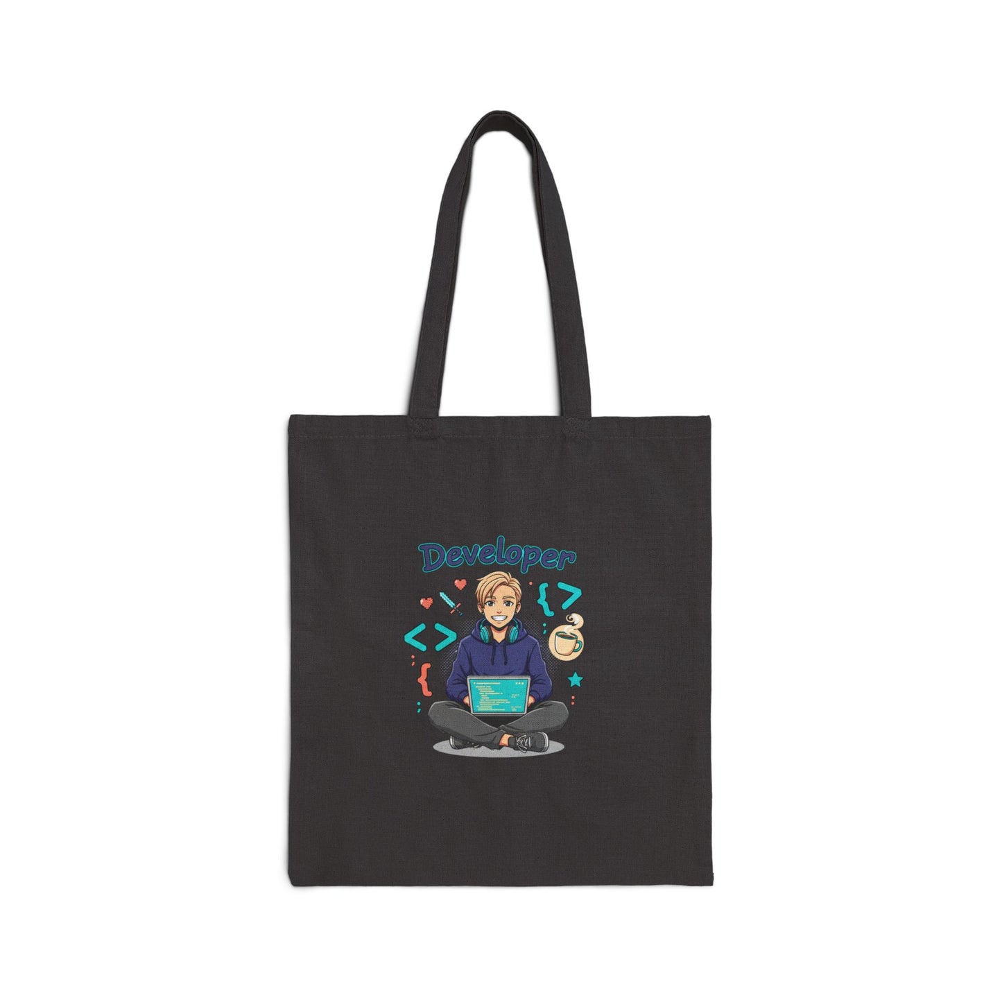 Developer Laptop Cotton Canvas Tote Bag — Cute Programmer Gift
