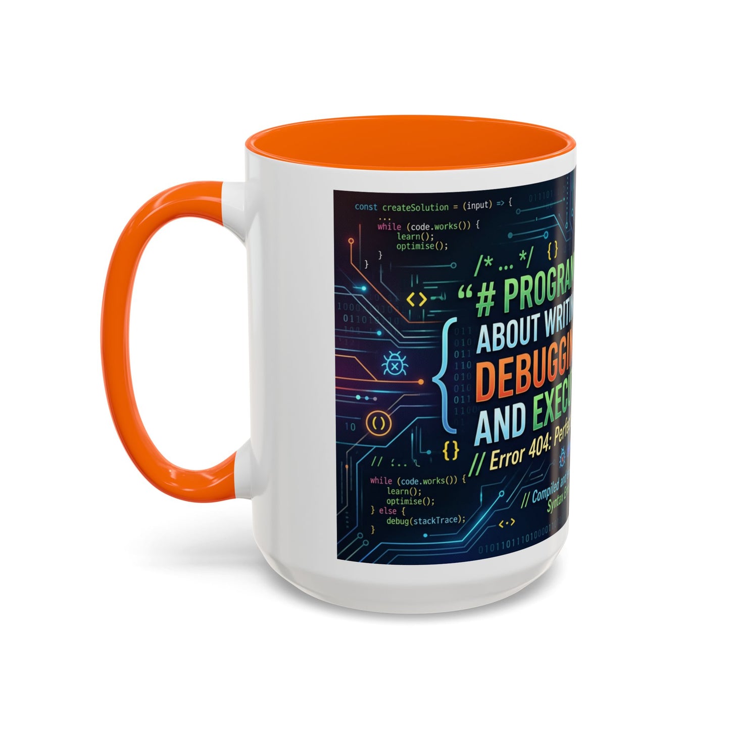 Programming Quote Accent Coffee Mug — "Debugging the Chaos" Tech Humor 11/15oz