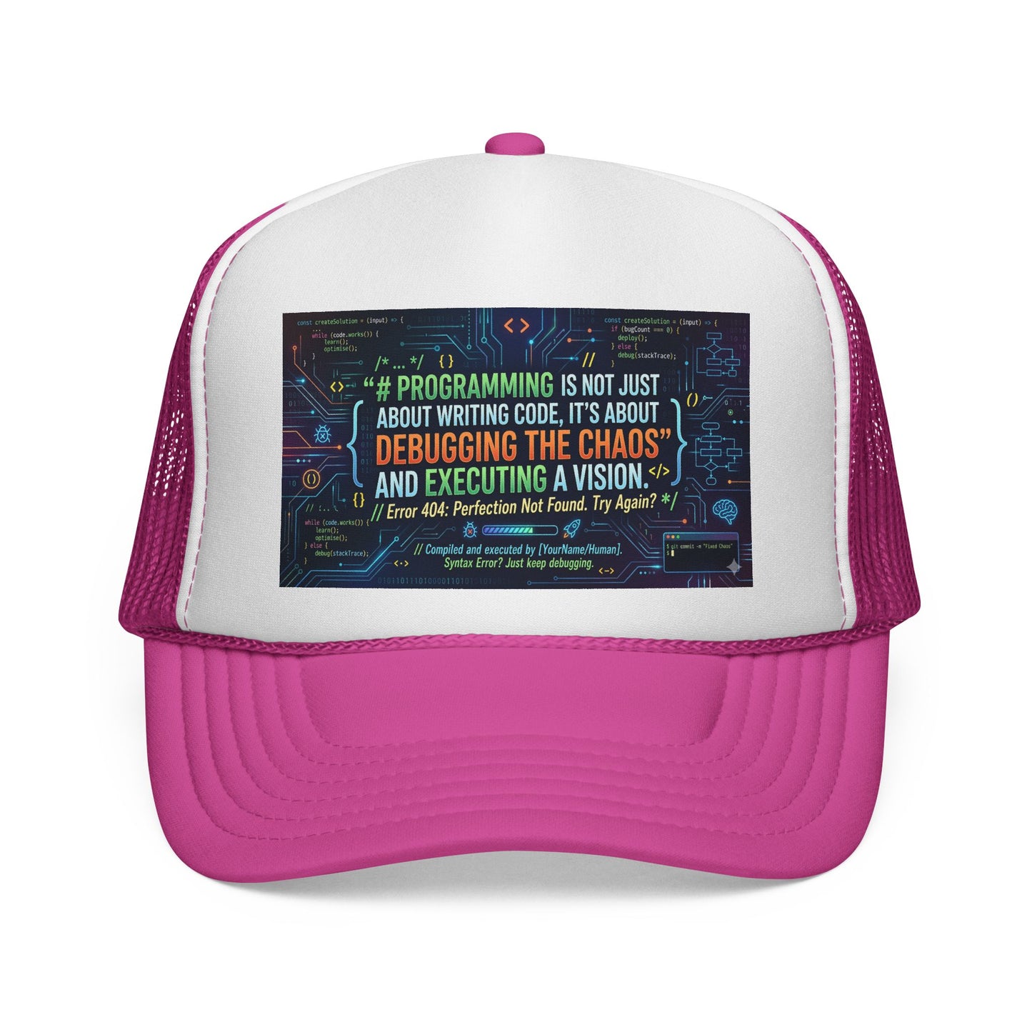 Programming Trucker Cap — "Debugging the Chaos" Coder Hat