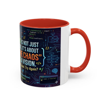 Programming Quote Accent Coffee Mug — "Debugging the Chaos" Tech Humor 11/15oz