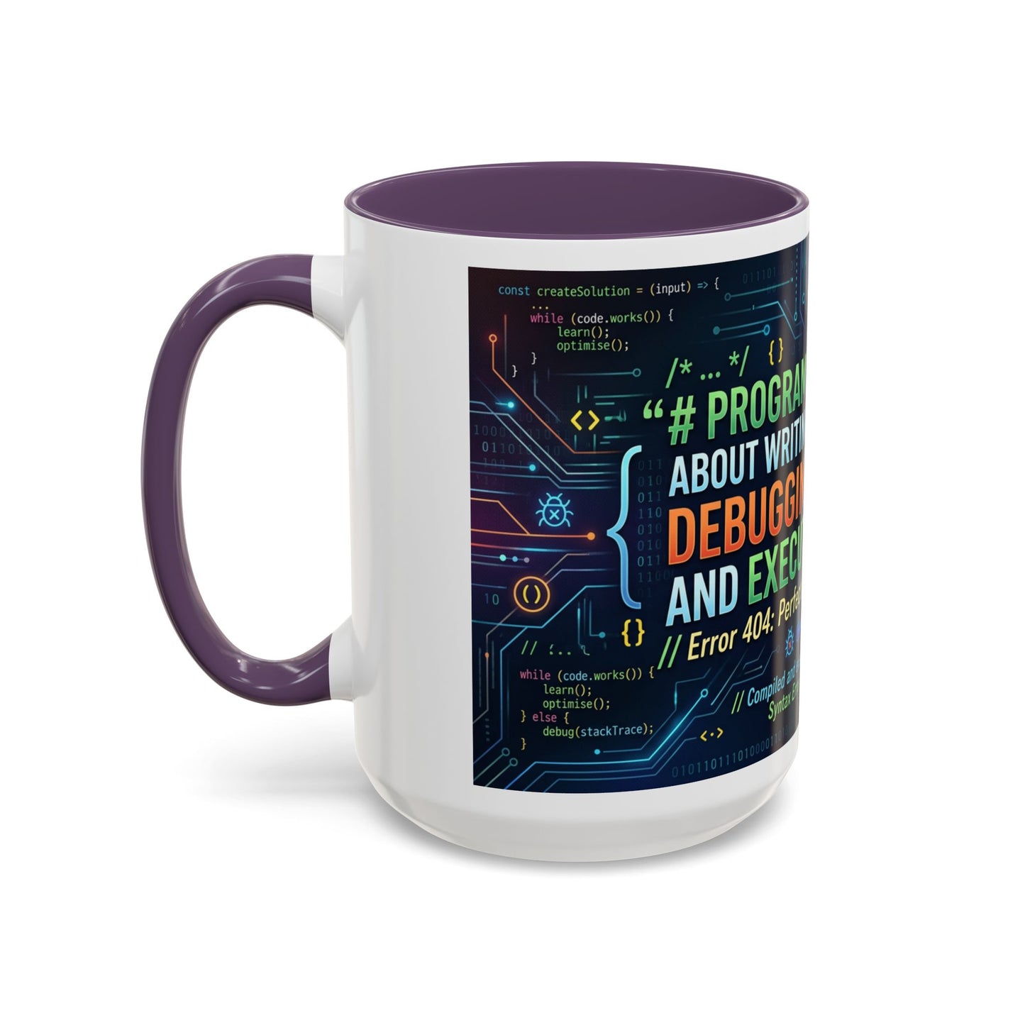 Programming Quote Accent Coffee Mug — "Debugging the Chaos" Tech Humor 11/15oz