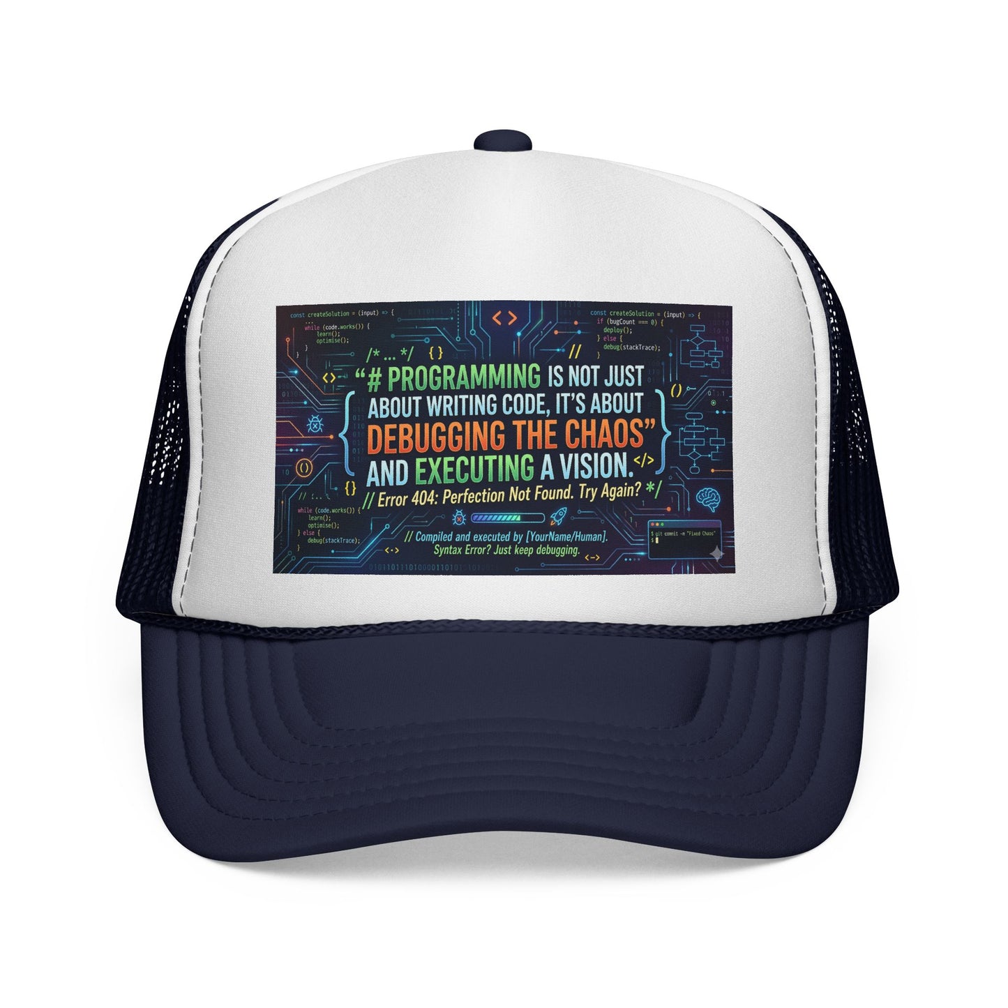 Programming Trucker Cap — "Debugging the Chaos" Coder Hat